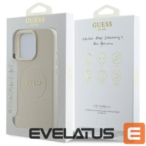 Aizmugurējais vāciņš Guess  Guess Grained Gold Ring MagSafe Case for iPhone 16 Pro Max - Beige 
