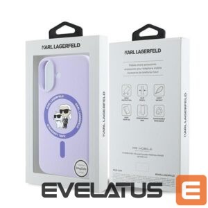 Nugarėlės dėklai Karl Lagerfeld  Karl Lagerfeld Silicone Karl&Choupette Heads Ring MagSafe Case for iPhone 16 Plus - Purple 