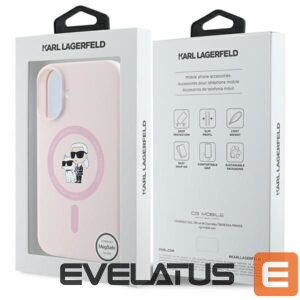 Nugarėlės dėklai Karl Lagerfeld  Karl Lagerfeld Silicone Karl&Choupette Heads Ring MagSafe iPhone 16 Case - Pink 