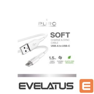 Kabelis Puro Elektrik  Puro Soft USB-A - USB-C Cable 1.5m - White 