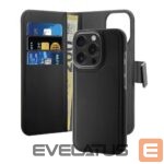 Tagakaaned Puro  Puro Wallet Detachable MagSafe 2in1 PU Leather Case with Flap and Wallet for iPhone 16 Pro - Black 