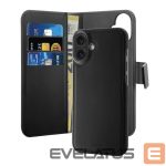 Back panel cover Puro  Puro Wallet Detachable MagSafe 2in1 PU Leather Case with Flap and Wallet for iPhone 16 - Black 