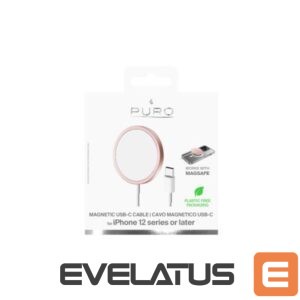 Adapteris Puro Elektrik  Puro Magnetic Wireless Induction Charging Station USB-C, MagSafe compatible, 1m, pink 