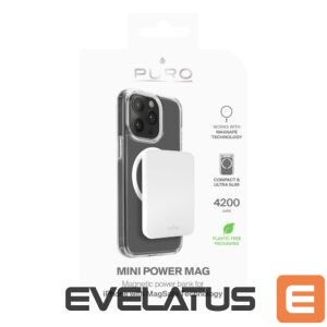 Ārējais akumulators Puro Elektrik  Puro Slim Power Mag 4200mAh Power Bank with MagSafe USB-C - White 