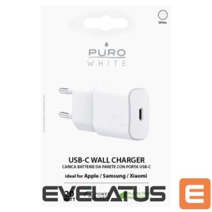 Adapteris Puro Elektrik  Puro White 20W Power Delivery USB-C Wall Charger - White 