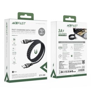 Cable Acefast  Acefast C11-04 USB-A - USB-C 3A Cable 1.2m Magnetic Braid - Black 