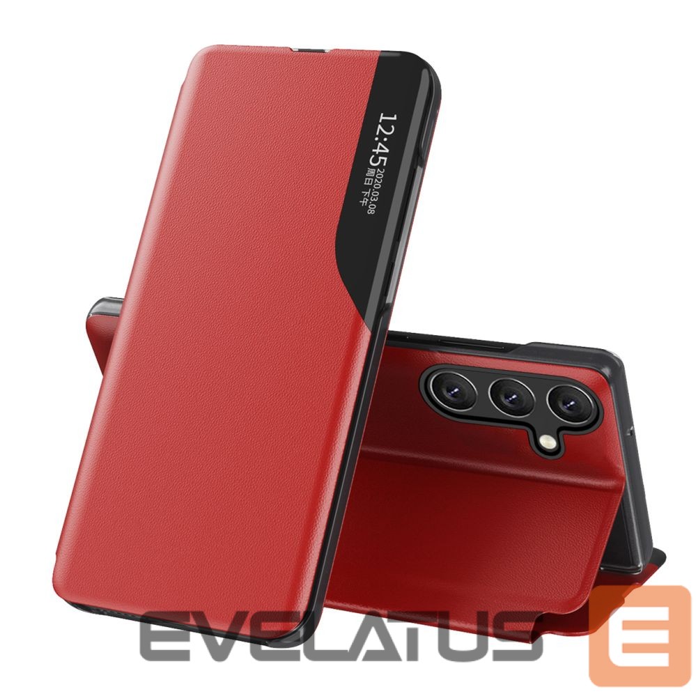 Aizmugurējais vāciņš Hurtel Eco Leather View Case elegant case with flap and stand function for Samsung Galaxy A56 - red