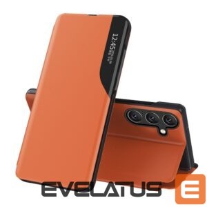Aizmugurējais vāciņš Hurtel  Eco Leather View Case elegant case with flap and stand function for Samsung Galaxy A56 - orange 