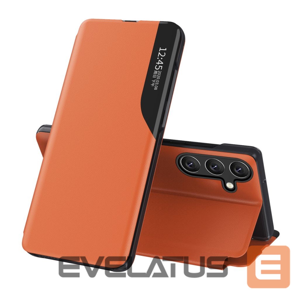 Aizmugurējais vāciņš Hurtel Eco Leather View Case elegant case with flap and stand function for Samsung Galaxy A26 - orange