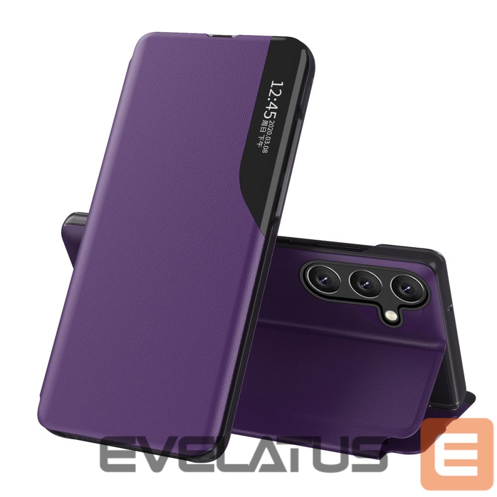 Back panel cover Hurtel Eco Leather View Case elegant case with flap and stand function for Samsung Galaxy A26 - purple