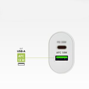 Adapteris SBS  SBS TETRPD20W 20W USB-A USB-C Wall Charger with Power Delivery - White 