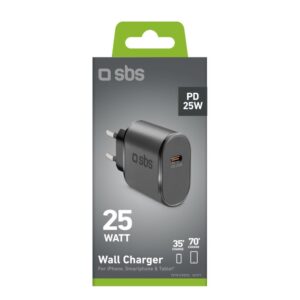 Adapteris SBS  SBS TETR1CPD25 25W USB-C Wall Charger with Power Delivery - Black 