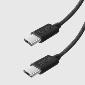 Kabelis SBS  SBS TECABLETISSUETCK USB-C - USB-C 1.5m 60W braided cable - black 
