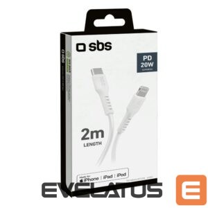 Kabelis SBS  SBS TECABLELIGTC2W USB-C - Lightning Cable 2 m - White 