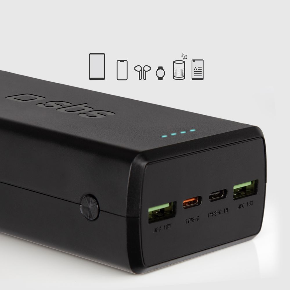 Väline aku SBS Powerbank SBS TTBB30000PD20K 30000 mAh 2 x USB-C 2 x USB-A - black