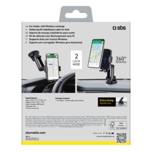Авто держатель SBS  SBS TESUPEXTWIR15W 15W Wireless Charger Holder - Black 