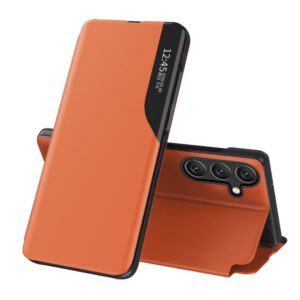 Aizmugurējais vāciņš Hurtel  Eco Leather View Case elegant case with flap and stand function for Samsung Galaxy A36 - orange 