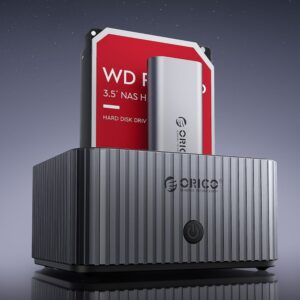 Cita datorprece Orico  Orico IT28E-C 2-Disk Docking Station with M.2 NVME 2.5"/3.5 HDD/2.5" SSD Clone Function - Gray 