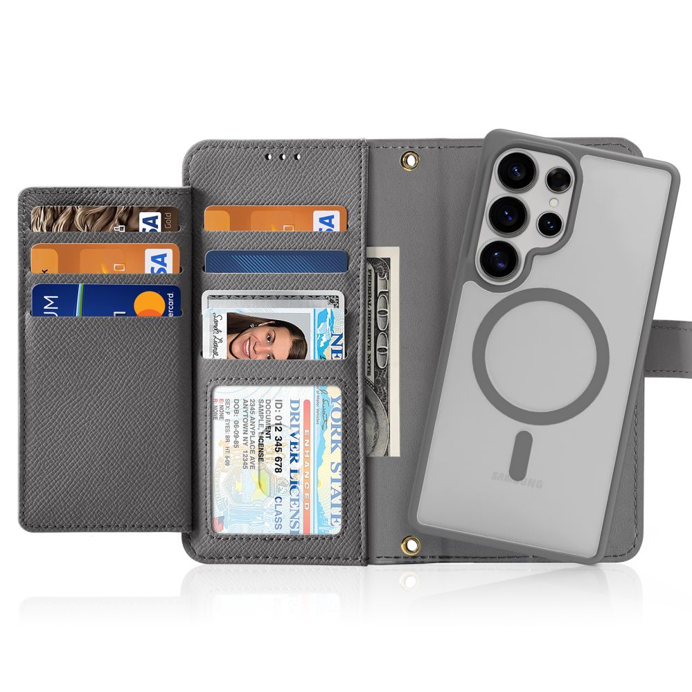 Back panel cover Dux Ducis Dux Ducis Lawa Leather Case for Samsung Galaxy S25 Ultra with Detachable Magnetic Wallet - Gray