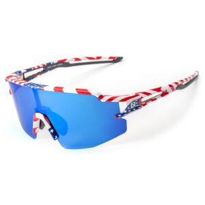 Other goods Rockbros  Rockbros Polarized Cycling Glasses with UV Protection and Corrective Insert Blue Lenses - USA Pattern - White 