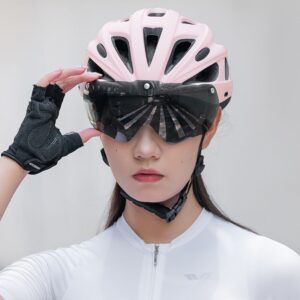 Bicycle accessory Rockbros  Rockbros Bike Helmet with Visor, Detachable UV Goggles, Detachable Visor, Unisex - Pink 