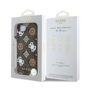 Nugarėlės dėklai Guess  Guess PU 4G Peony case with MagSafe for iPhone 16e - brown 