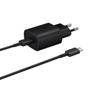 Adapteris Samsung  Samsung 25W EP-TA800EBE USB-C Wall Charger with Samsung EP-DA705BBE USB-C / USB-C Cable - Black 