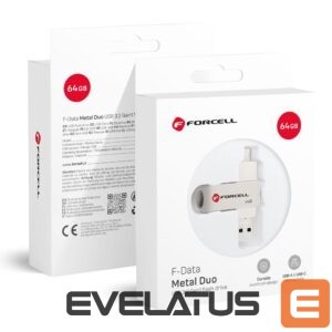 Atmiņas kartes Forcell  Pendrive 64GB USB 3.2 Gen 1 (USB A / USB C) Forcell F-Data Metal Duo silver 