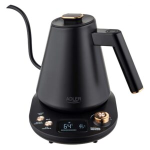 Teapot Adler  Kettle | AD 1349 | Electric | 1100 W | 1 L | Stainless steel | 360° rotational base | Black/Gold 