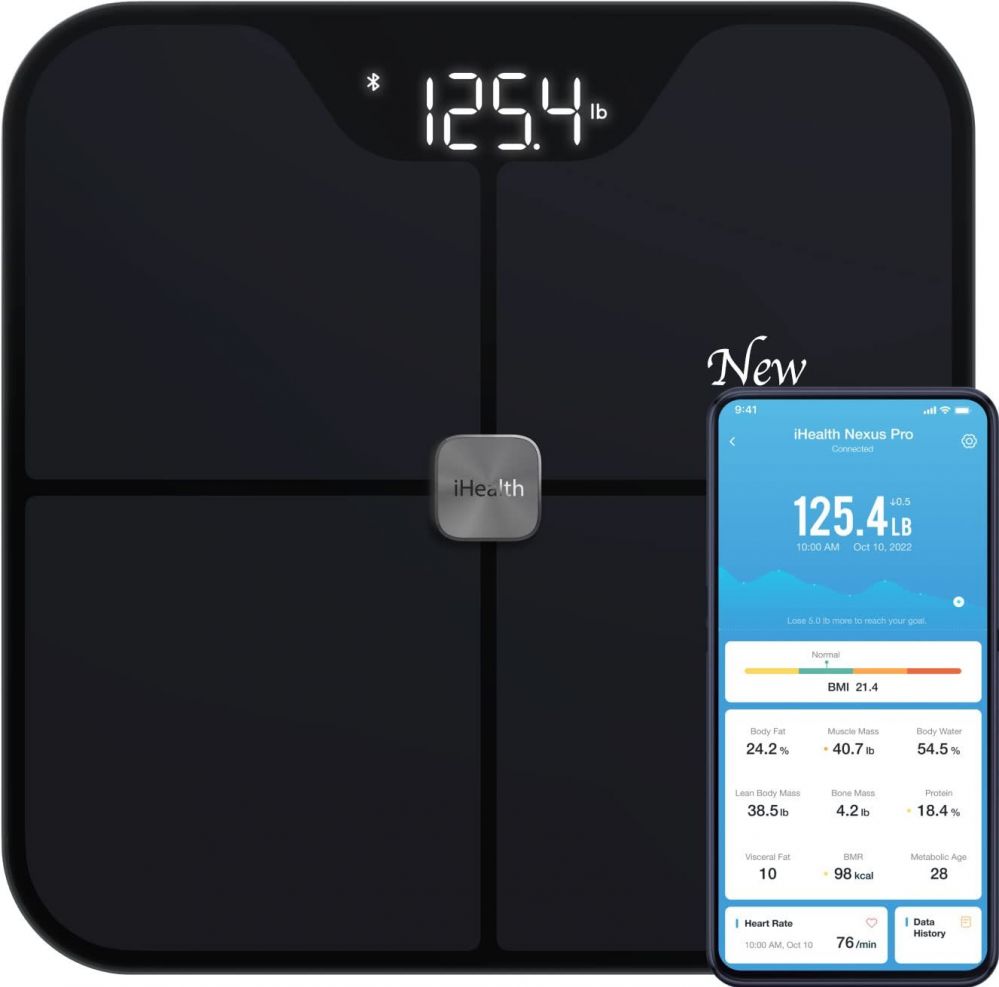 Ķermeņa svari iHealth | Wireless Body Composition Scale | Nexus Pro | Maximum weight (capacity) 181 kg | Body Mass Index (BMI) measuring | Black