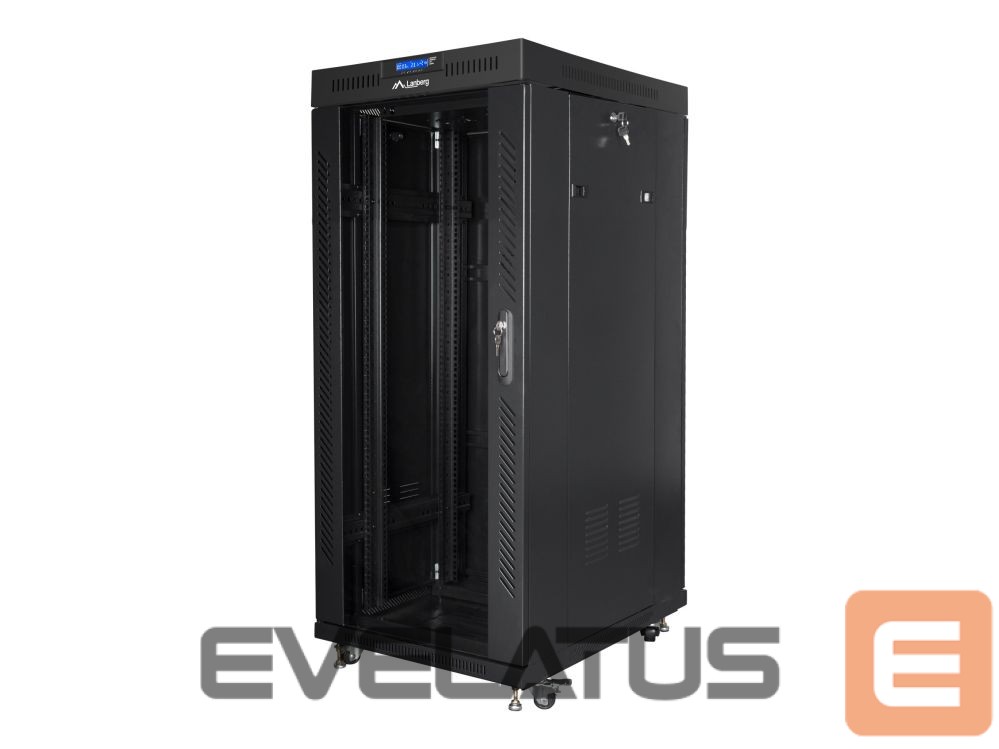 Servers Lanberg Rack cabinet 19" free-standing 27U/600x800 (flat pack) with glass door lCD V2, black |