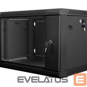 Serverid Lanberg  Rack cabinet 19" wall-mount 6U/600x450 (flat pack) with glass door V2, black | 