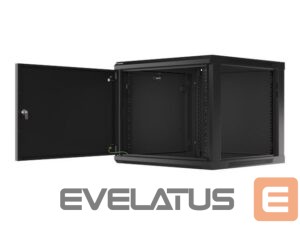 Servers Lanberg  Rack cabinet 19" wall-mount 9U/600x600 (flat pack) for self-assembly with metal door, black | 