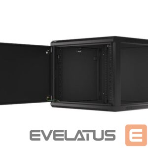 Serverid Lanberg  Rack cabinet 19" wall-mount 9U/600x600 (flat pack) for self-assembly with metal door, black | 