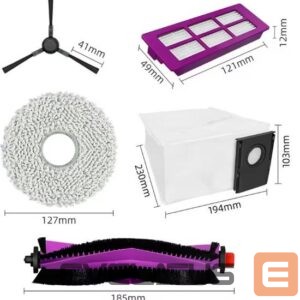 Vacuum cleaner accessory Midea  V15 Spare Parts kit: 1x Side Brush, 2x Mop Pad, 1x Roller Brush, 1x Filter, 1x Dust Bag 