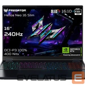 Sülearvuti Acer  Predator Helios Neo 16S AI OLED PHN16S-71-96S5 16" FHD i9-275HX/32GB/1000GB/NVIDIA GF RTX 5070 Ti/Win11/ENG kbd/Black/2Y Warranty 