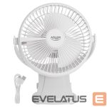 Fan Adler  Rechargeable Clip-on Desk Fan | AD 7342 | Table Fan | White | Diameter 15.5 cm | Number of speeds 3 | Oscillation | 5 W 