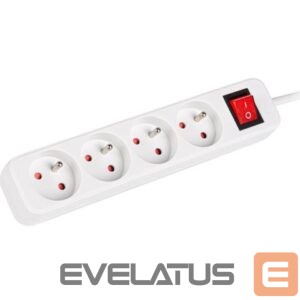 Serverid Lanberg  Cable Power Strip, 4X French Outlets with Switch, Quality-Grade Copper, 1.5 m | PS1-04E-0150-W 