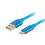 Cable Lanberg  USB Type-C to USB Type-A 2.0 Cable Blue Premium QC 3.0, 1 m | CA-USBO-22CU-0010-BL | USB Type-C to USB Type-A 