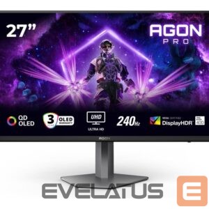 Monitor AOC  AG276UZD AGON 27" QD-OLED Monitor 3840x2160/16:9/250cd/m2/0.03ms  HDMI, DP, USB, Headphone out 