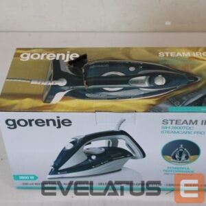Iron GORENJE  SALE OUT.  SIH2800TQC Steam Iron, Water tank 0,4 L, Continuous steam 35 g/min, Turquoise/White |  Steam Iron | SIH2800TQC | Steam Iron | 2800 W | Water tank capacity 350 ml | Continuous steam 35 g/min | Steam boost performance 100 g/min | Turquoise/White | DAMAGED PACKAGING, SCRATCHED 
