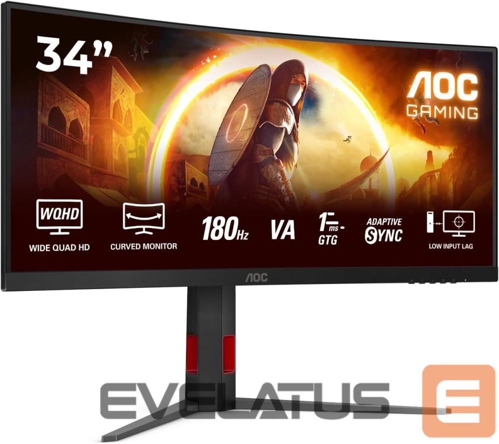 Monitorid AOC CU34G4 | 34 " | Fast VA | UWQHD | 21:9 | 180 Hz | 1 ms | 3440 x 1440 pixels | 300 cd/m² | HDMI ports quantity 2 | Black