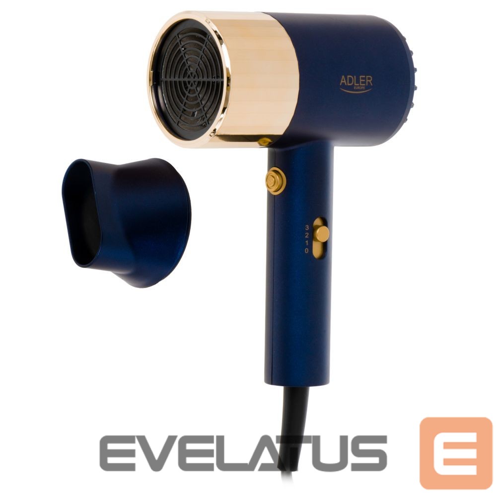 Sveikatos apsauga Adler Hair dryer | AD 2280 | 1800 W | Number of temperature settings 3 | Blue/Gold