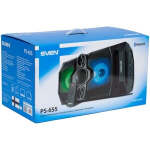 Juhtmevabad kõlarid Sven  SVEN PS-655 2x25W; LED display; TWS; FM radio; AUX; USB/SD-card support;Lighting; Microphone input (karaoke); Remote Control; Built-in equalizer 