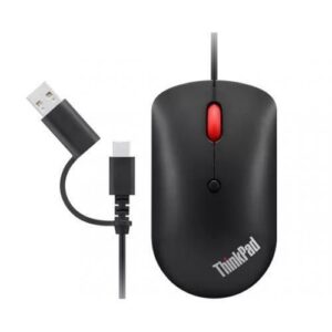 Datora pele Lenovo  ThinkPad USB-C Wired Compact Mouse Raven black, USB-C 