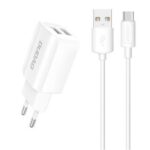 Adapter Dudao  EU wall charger 2x USB 5V / 2.4A + USB Type C cable white (A2EU + Type-c white) White