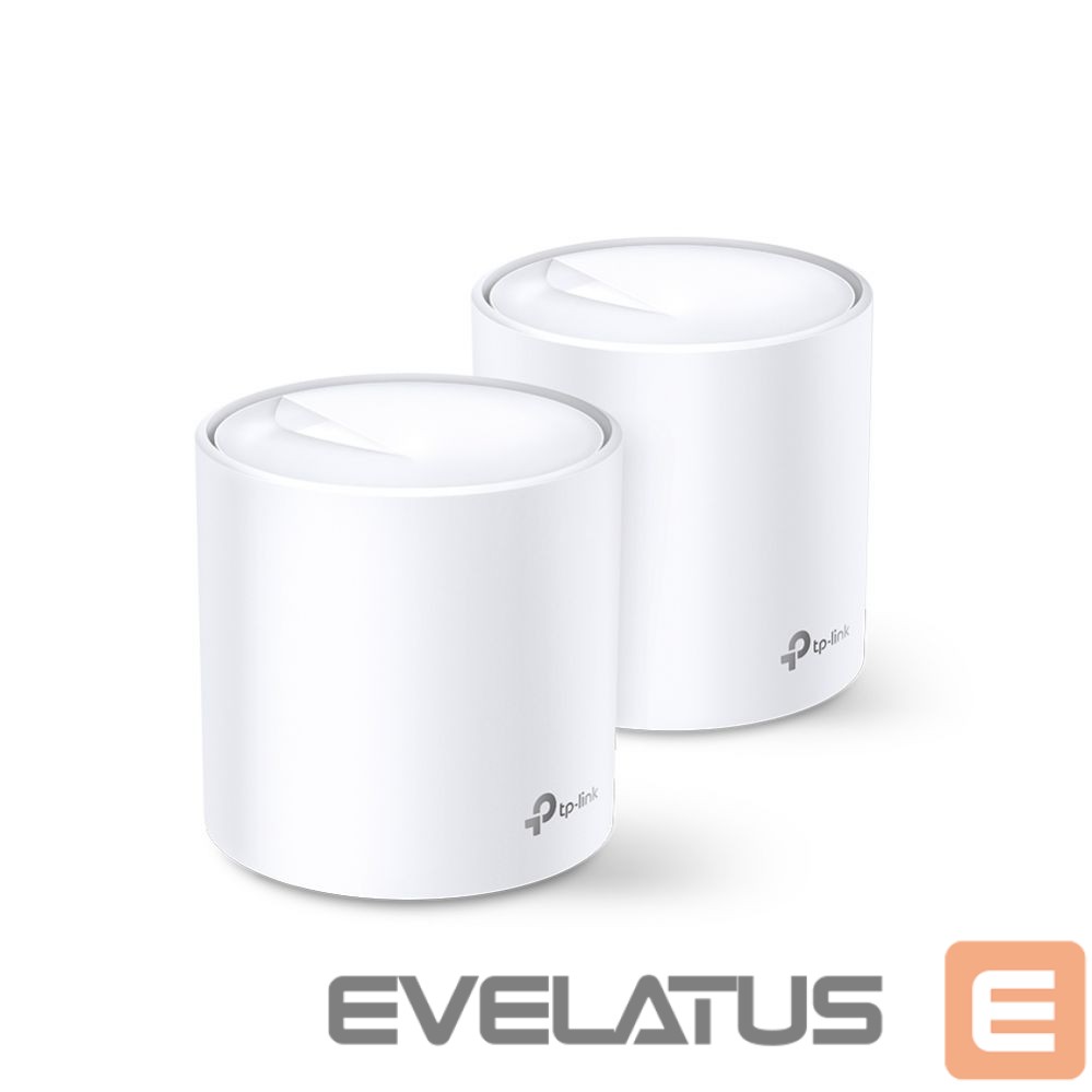 Ruuterid TP-Link AX3000 Whole Home Mesh Wi-Fi 6 System Deco X60 (2-pack) 802.11ax, 2402+574 Mbit/s, 10/100/1000 Mbit/s, Ethernet LAN (RJ-45) ports 2, Mesh Support Yes, MU-MiMO Yes, Antenna type 4xInternal per Deco uni