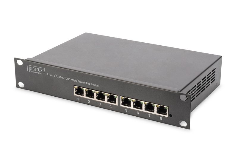 Server – muud tarvikud Digitus 8-port Gigabit Ethernet PoE switch DN-95317 10/100/1000 Mbps (RJ-45), Unmanaged, Rackmountable, Power supply type Internal, Ethernet LAN (RJ-45) ports 8