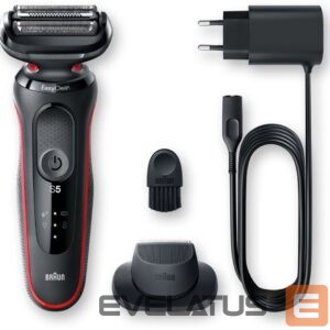 Raseerijad Braun  Shaver 51-R1200s	 Operating time (max) 50 min, Wet & Dry, Black/Red 
