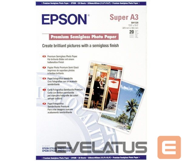 Kontoritarbed EPSON Semigloss Photo Paper DIN A3+, 250g/m2, 20 sheets